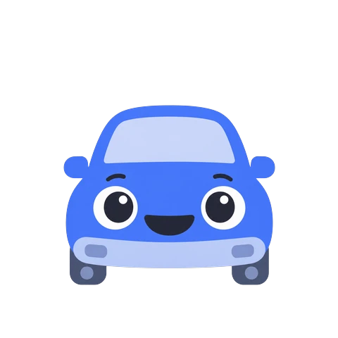 Wrenchy's mascot, a smiling blue cartoon car